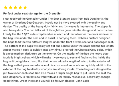 Overland Gear Guy INEOS Grenadier Under Seat Storage Bags (Pair)