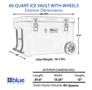 60 Quart Ice Vault Roto-Molded Cooler with Wheels