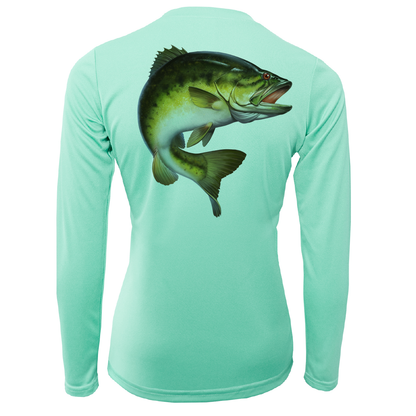 Saltwater Born Florida Freshwater Born Largemouth Bass Women's Long Sleeve UPF 50+ Dry-Fit Shirt