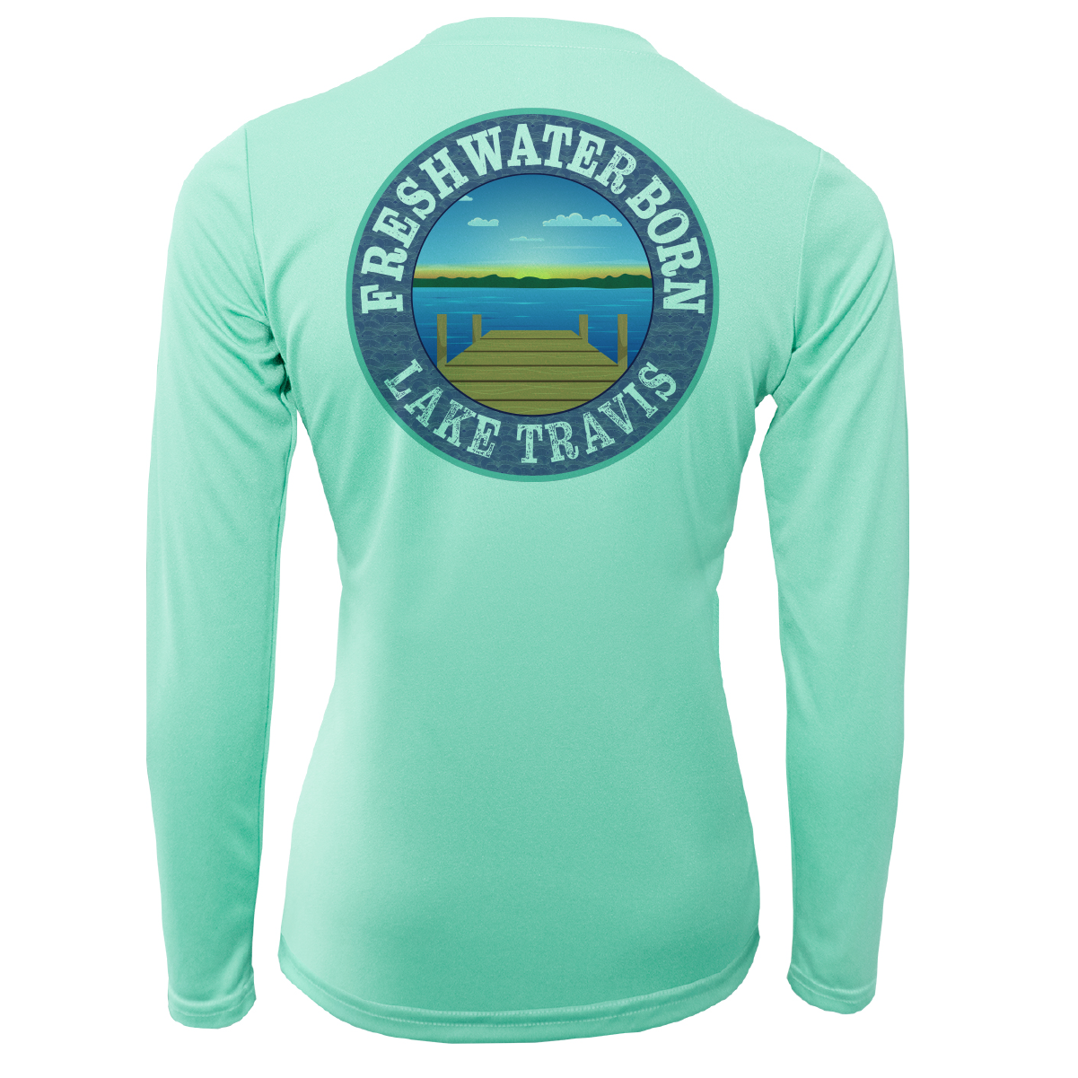 Saltwater Born Lake Travis Freshwater Born Texas Flag Women's Long Sleeve UPF 50+ Dry-Fit Shirt