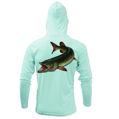 Saltwater Born Michigan Freshwater Born Pike Men's Long Sleeve UPF 50+ Dry-Fit Hoodie