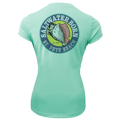 Saltwater Born St. Pete Beach, FL "Life is Better At The Beach" Turtle Women's Short Sleeve UPF 50+ Dry-Fit Shirt