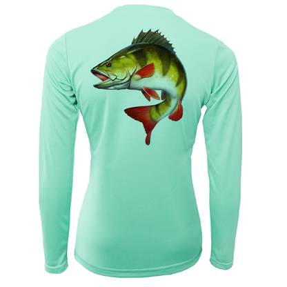 Saltwater Born Michigan Freshwater Born Perch Women's Long Sleeve UPF 50+ Dry-Fit Shirt