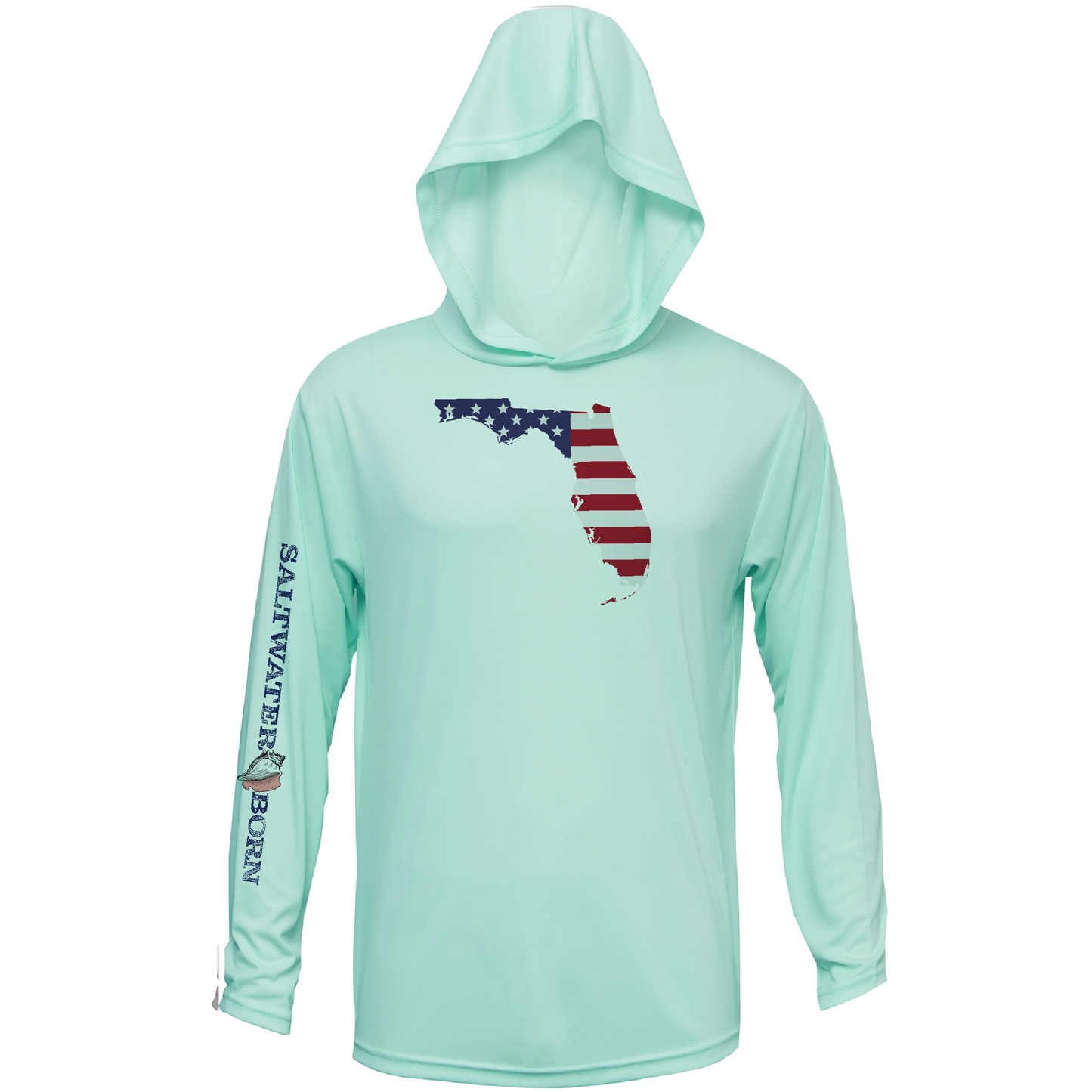 Saltwater Born Florida USA Long Sleeve UPF 50+ Dry-Fit Hoodie