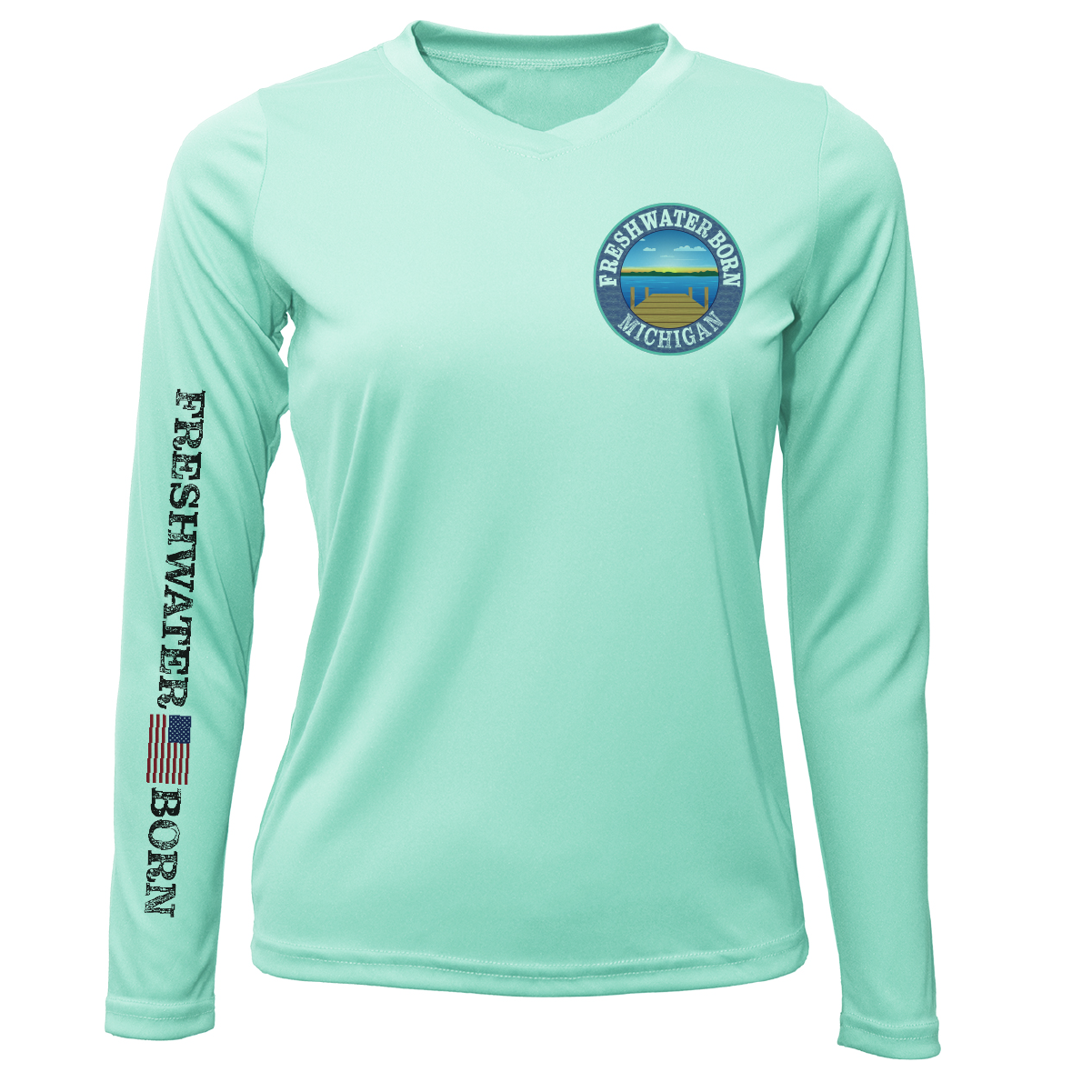 Saltwater Born Michigan Freshwater Born "Surrender The Booty" Women's Long Sleeve UPF 50+ Dry-Fit Shirt