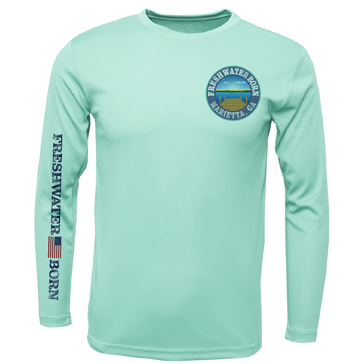 Saltwater Born Marietta, GA Freshwater Born Largemouth Bass Men's Long Sleeve UPF 50+ Dry-Fit Shirt