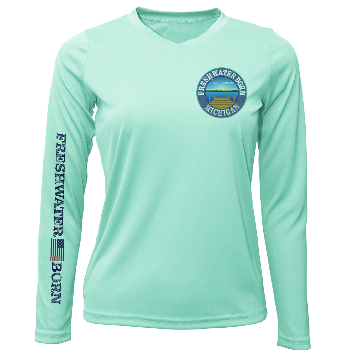 Saltwater Born Michigan Freshwater Born Perch Women's Long Sleeve UPF 50+ Dry-Fit Shirt