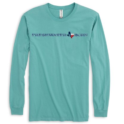 Saltwater Born Texas Freshwater Born Linear Logo Women's Cotton Long Sleeve Shirt