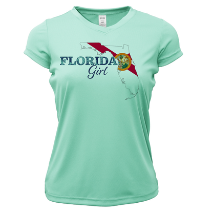 Saltwater Born Tarpon Springs Florida Girl Women's Short Sleeve UPF 50+ Dry-Fit Shirt