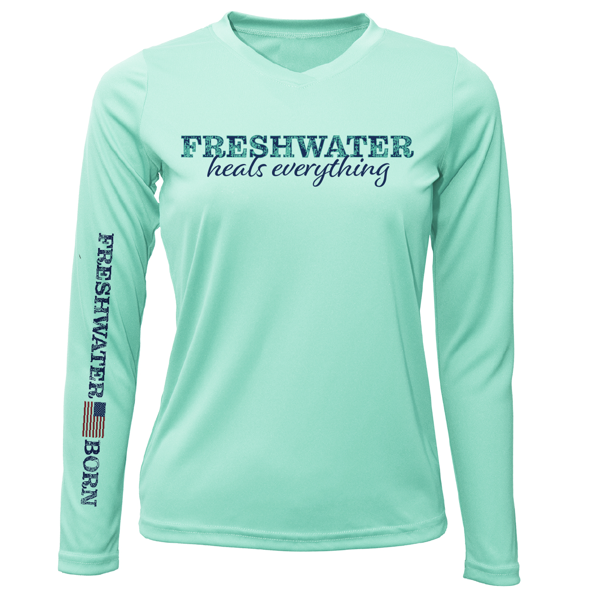 Saltwater Born Texas "Freshwater Heals Everything" Women's Long Sleeve UPF 50+ Dry-Fit Shirt