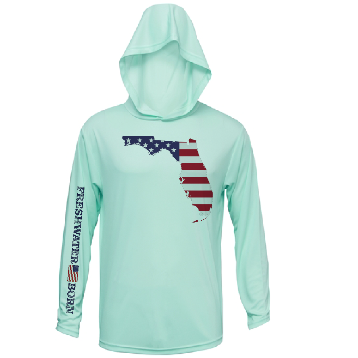 Saltwater Born State of Florida USA Freshwater Born Men's Long Sleeve UPF 50+ Dry-Fit Hoodie