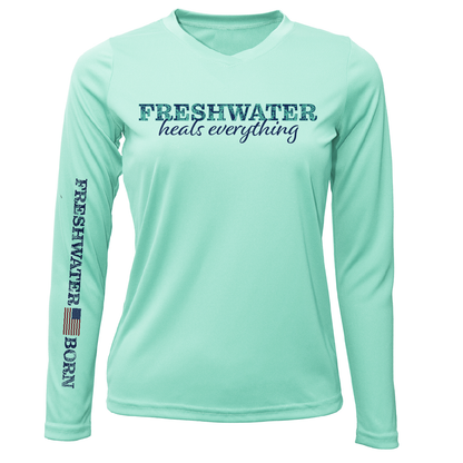 Saltwater Born Michigan "Freshwater Heals Everything" Women's Long Sleeve UPF 50+ Dry-Fit Shirt