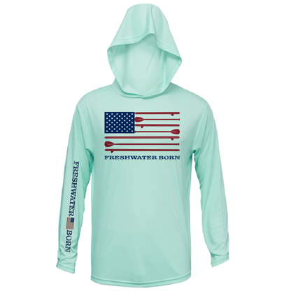 Saltwater Born Michigan Freshwater Born SUP Flag Women's Long Sleeve UPF 50+ Dry-Fit Hoodie