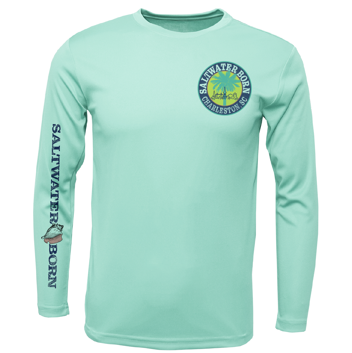 Saltwater Born Charleston, SC Kraken Palmetto Logo Men's Long Sleeve UPF 50+ Dry-Fit Shirt