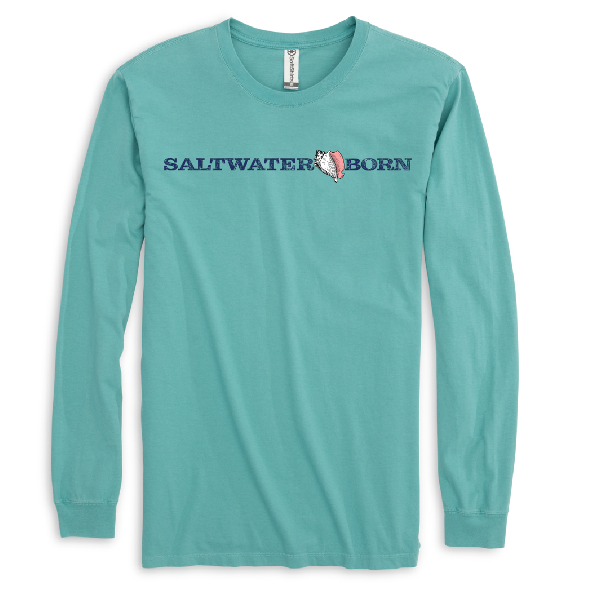 Saltwater Born Men's Linear Logo Cotton Long Sleeve Shirt