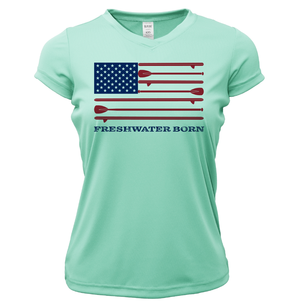 Saltwater Born Lake Travis Freshwater Born SUP Flag Women's Short Sleeve UPF 50+ Dry-Fit Shirt