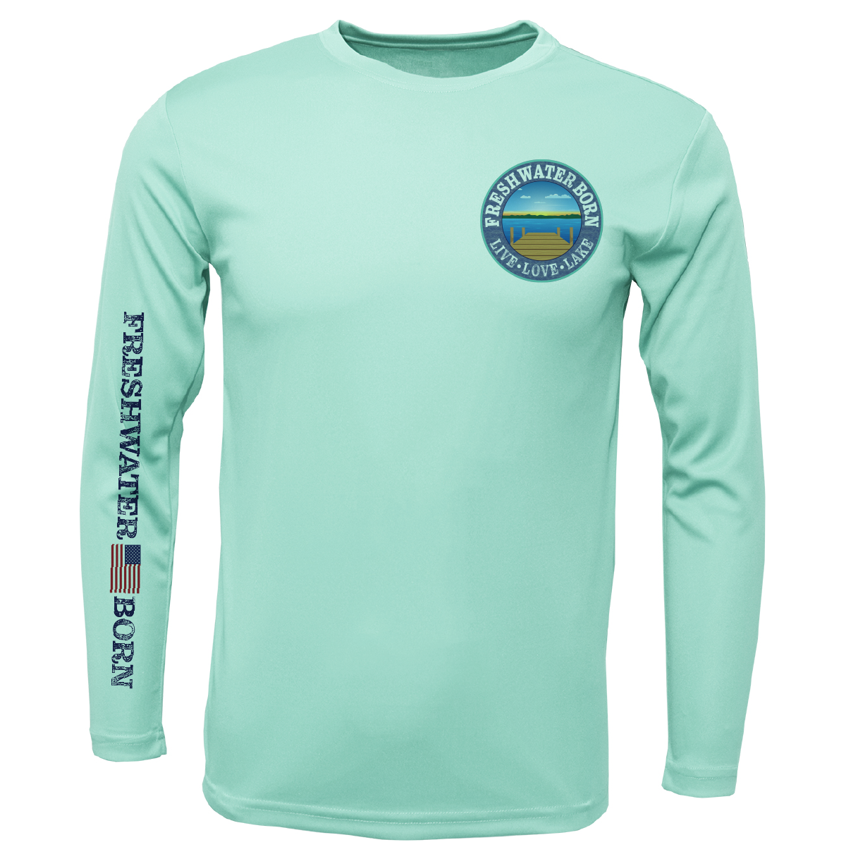Saltwater Born Freshwater Born "Live Love Lake" Kraken Men's Long Sleeve UPF 50+ Dry-Fit Shirt