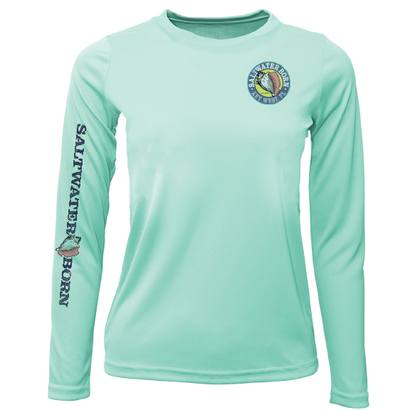 Saltwater Born Key West, FL Saltwater Born Circle Logo Girl's Long Sleeve UPF 50+ Dry-Fit Shirt
