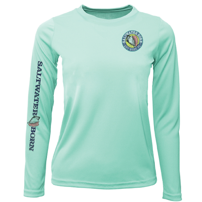 Saltwater Born Key West, FL Saltwater Born Circle Logo Girl's Long Sleeve UPF 50+ Dry-Fit Shirt