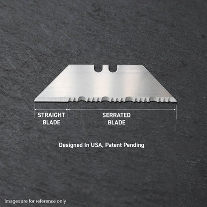 Stinger Survival Tools P01 Partially Serrated Utility Blade Replacement - Laser Engraved Silver Damascus Style (3 pcs)