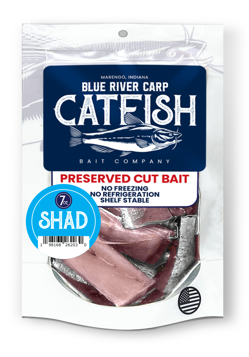 Blue River Carp Preserved Pre-Cut Fish Bait Nuggets, 7oz Package - 7 Scents Available