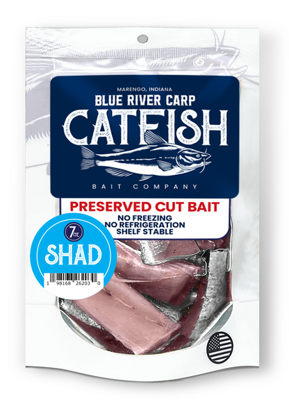 Blue River Carp Preserved Pre-Cut Fish Bait Nuggets, 7oz Package - 7 Scents Available