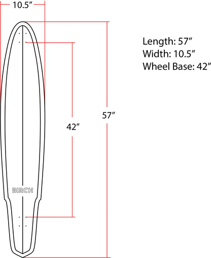 BIRCH 57" SHAKER: Longboard Cruiser Skateboard - Complete Setup