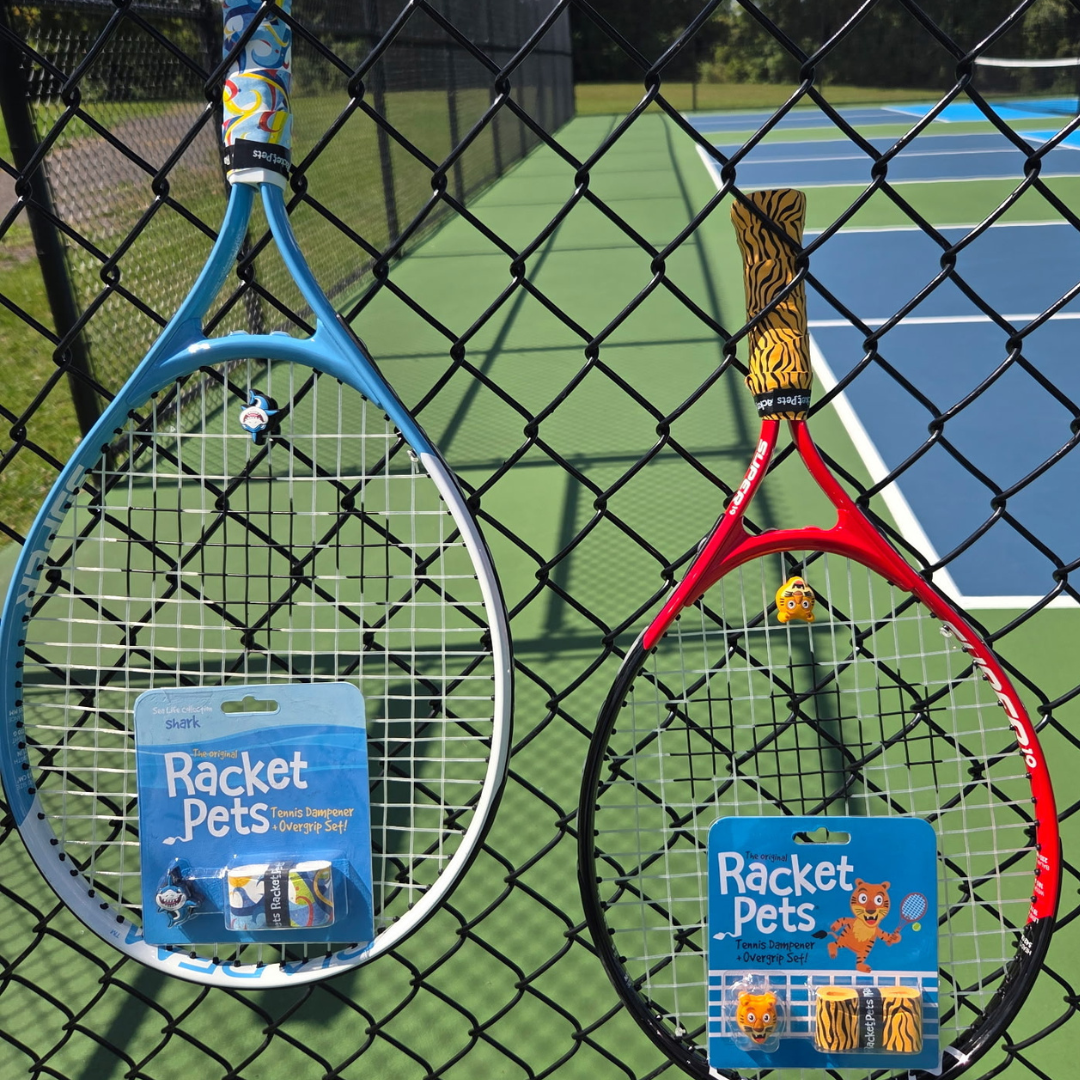Racket Pets Shark Tennis Overgrip Tape and Matching Shock Absorbing Dampener for Tennis Racket