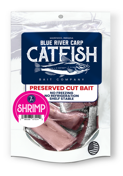 Blue River Carp Preserved Pre-Cut Fish Bait Nuggets, 7oz Package - 7 Scents Available
