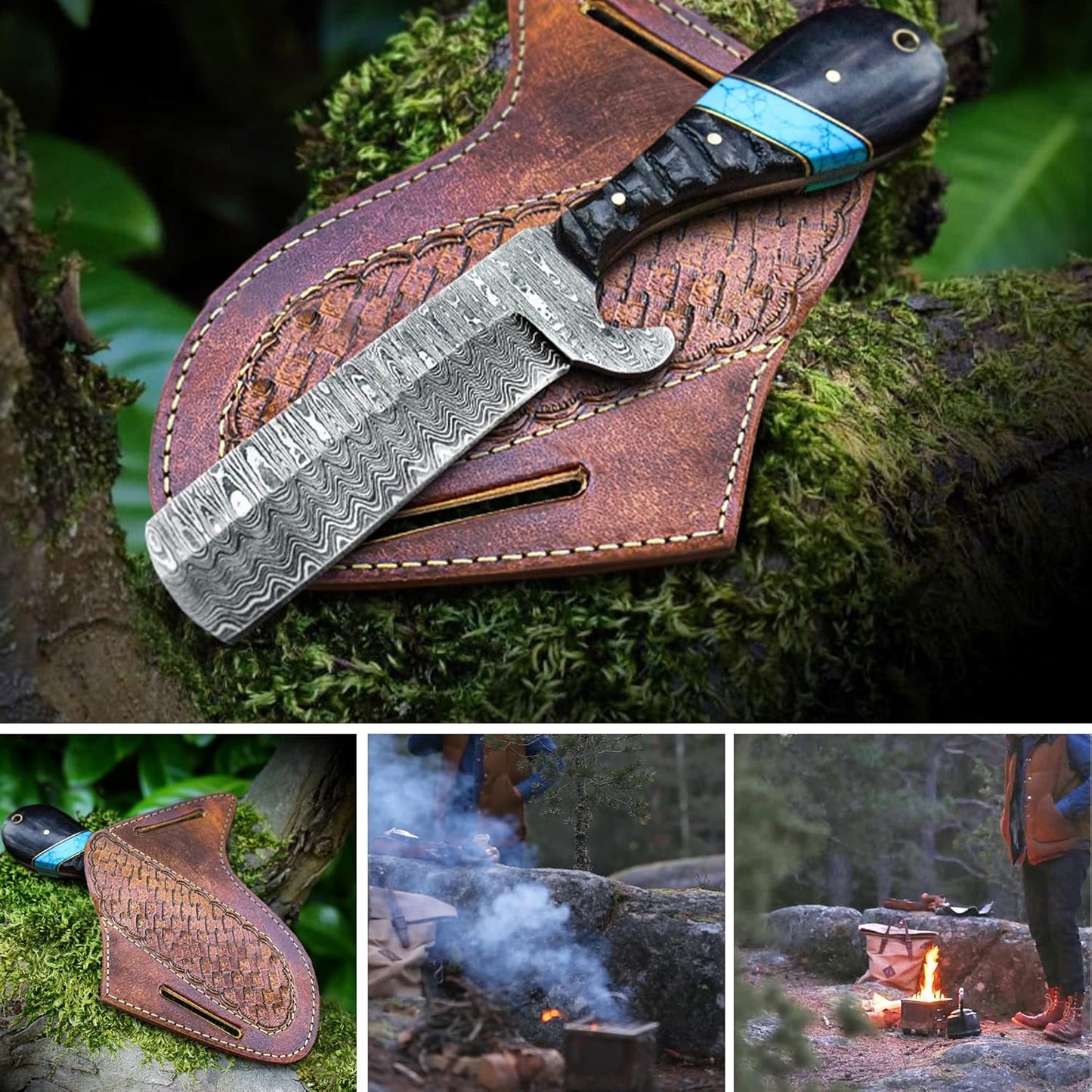 Texan Knives Custom Handmade Bull Knife – Damascus Steel Blade | Limited Edition