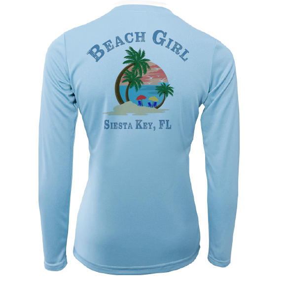 Saltwater Born Siesta Key Beach Girl Women's Long Sleeve UPF 50+ Dry-Fit Shirt