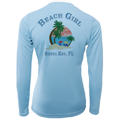 Saltwater Born Siesta Key Beach Girl Women's Long Sleeve UPF 50+ Dry-Fit Shirt