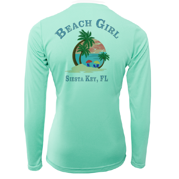 Saltwater Born Siesta Key Beach Girl Women's Long Sleeve UPF 50+ Dry-Fit Shirt