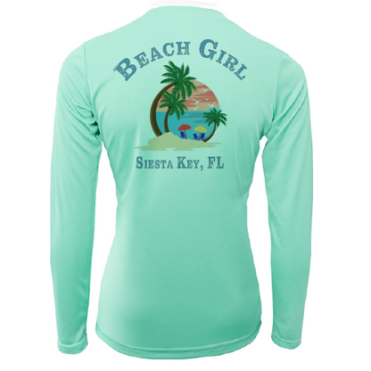 Saltwater Born Siesta Key Beach Girl Women's Long Sleeve UPF 50+ Dry-Fit Shirt