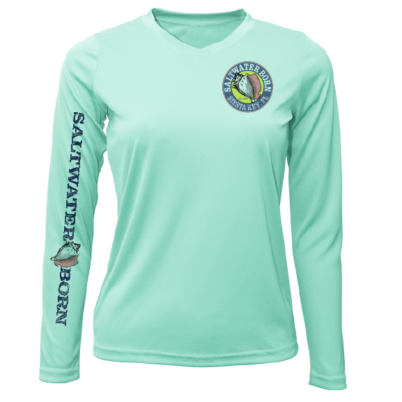 Saltwater Born Siesta Key Beach Girl Women's Long Sleeve UPF 50+ Dry-Fit Shirt