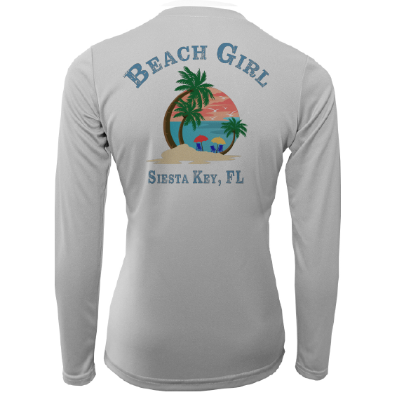 Saltwater Born Siesta Key Beach Girl Women's Long Sleeve UPF 50+ Dry-Fit Shirt