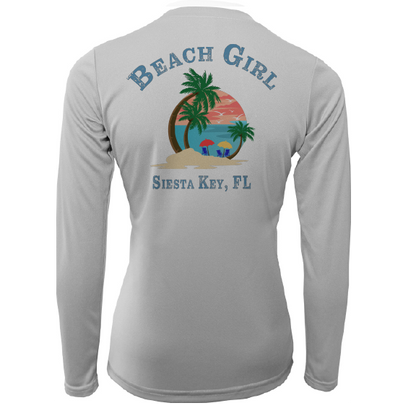 Saltwater Born Siesta Key Beach Girl Women's Long Sleeve UPF 50+ Dry-Fit Shirt