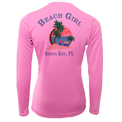 Saltwater Born Siesta Key Beach Girl Women's Long Sleeve UPF 50+ Dry-Fit Shirt