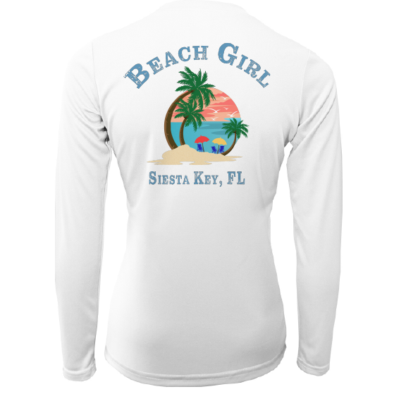 Saltwater Born Siesta Key Beach Girl Women's Long Sleeve UPF 50+ Dry-Fit Shirt