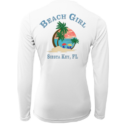 Saltwater Born Siesta Key Beach Girl Women's Long Sleeve UPF 50+ Dry-Fit Shirt