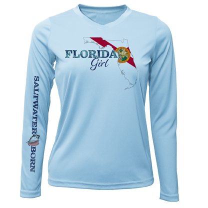 Saltwater Born Siesta Key Florida Girl Long Sleeve UPF 50+ Dry-Fit Shirt