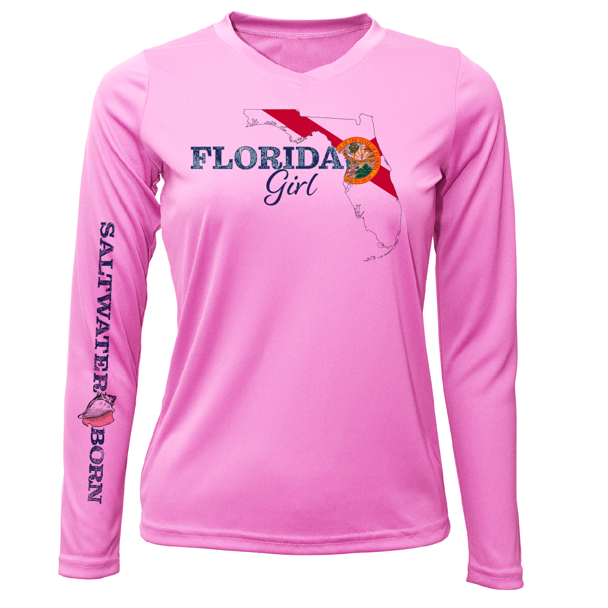 Saltwater Born Siesta Key Florida Girl Long Sleeve UPF 50+ Dry-Fit Shirt