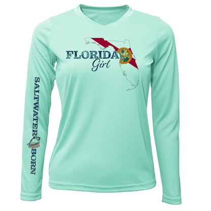 Saltwater Born Siesta Key Florida Girl Long Sleeve UPF 50+ Dry-Fit Shirt