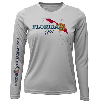 Saltwater Born Siesta Key Florida Girl Long Sleeve UPF 50+ Dry-Fit Shirt