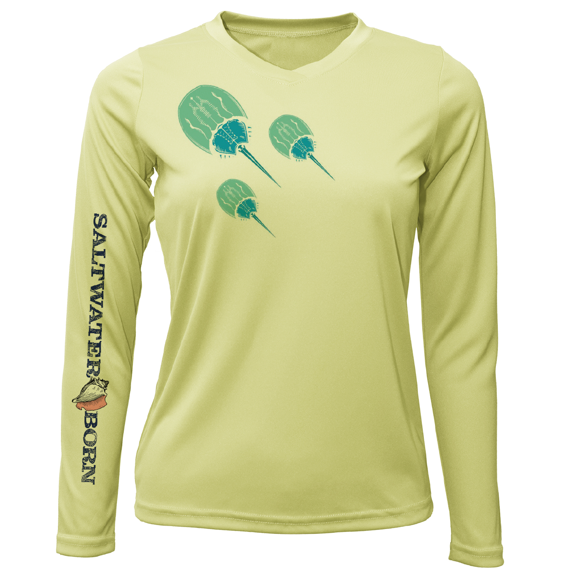 Saltwater Born Siesta Key Horseshoe Crab Women's Long Sleeve UPF 50+ Dry-Fit Shirt