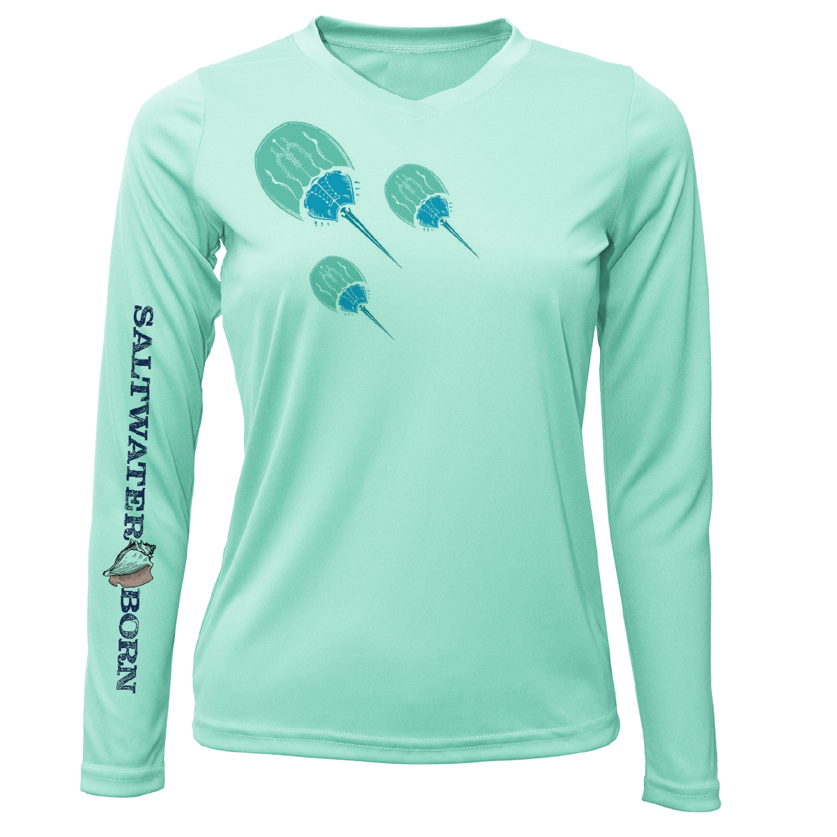 Saltwater Born Siesta Key Horseshoe Crab Women's Long Sleeve UPF 50+ Dry-Fit Shirt