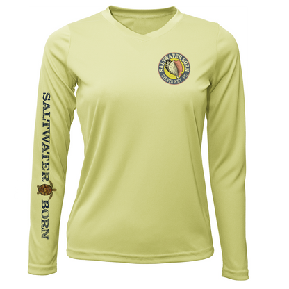 Saltwater Born Siesta Key Realistic Turtle Women's Long Sleeve UPF 50+ Dry-Fit Shirt