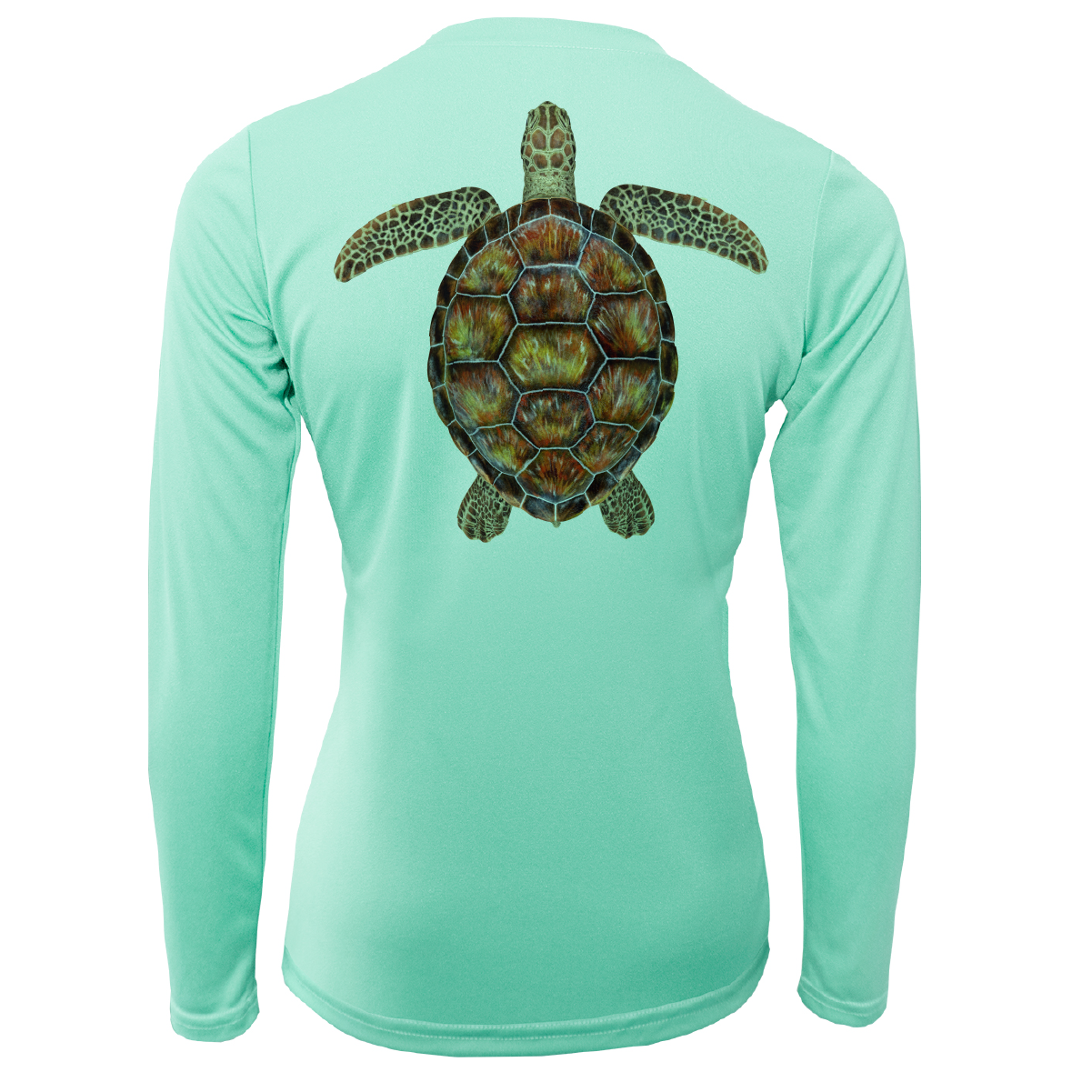 Saltwater Born Siesta Key Realistic Turtle Women's Long Sleeve UPF 50+ Dry-Fit Shirt