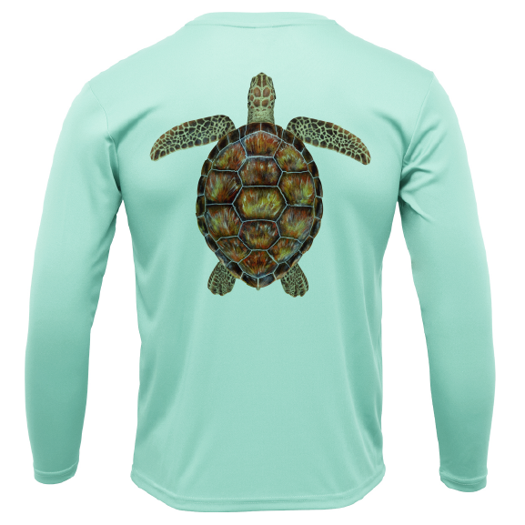 Siesta Key, FL Realistic Turtle Long Sleeve UPF 50+ Dry-Fit Shirt