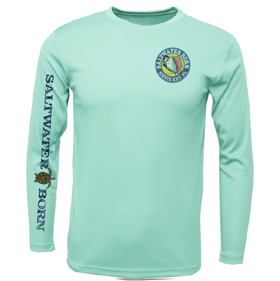 Siesta Key, FL Realistic Turtle Long Sleeve UPF 50+ Dry-Fit Shirt